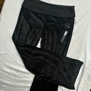 NWT Max Sport Velvet Rollover Waist Pants Women Lounge Y2K Wide Leg Womens XL